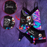 Marbled Skeleton Lace 3 Piece Pajama Set