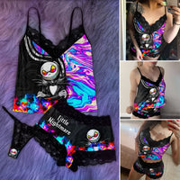 Marbled Skeleton Lace 3 Piece Pajama Set