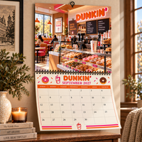 Pink Donut Coffee Christmas 2027 Wall Calendar
